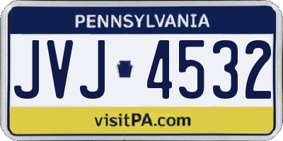 PA license plate JVJ4532