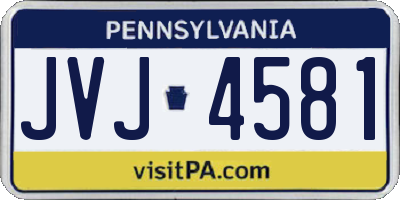 PA license plate JVJ4581
