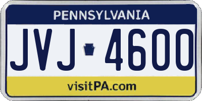PA license plate JVJ4600