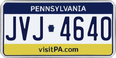 PA license plate JVJ4640