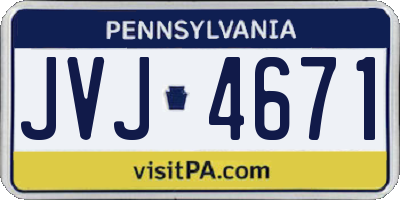 PA license plate JVJ4671