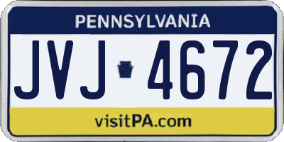 PA license plate JVJ4672