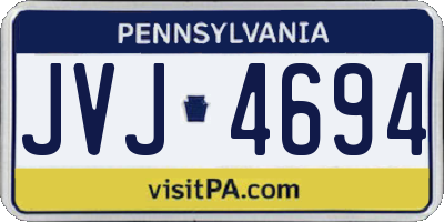 PA license plate JVJ4694
