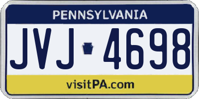 PA license plate JVJ4698