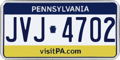 PA license plate JVJ4702