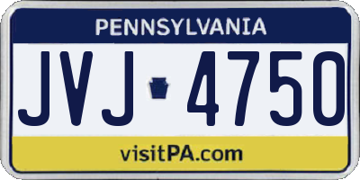 PA license plate JVJ4750
