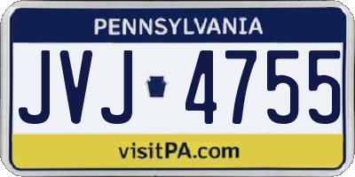 PA license plate JVJ4755
