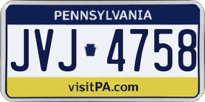 PA license plate JVJ4758