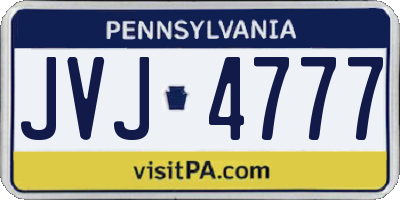PA license plate JVJ4777
