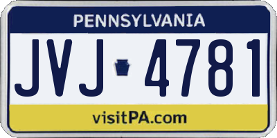 PA license plate JVJ4781