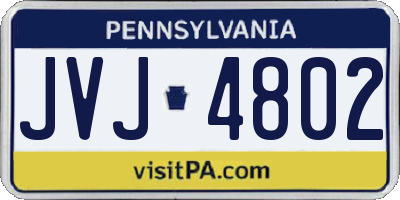 PA license plate JVJ4802
