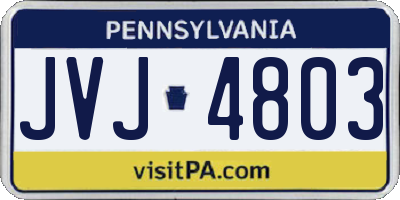 PA license plate JVJ4803