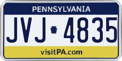 PA license plate JVJ4835