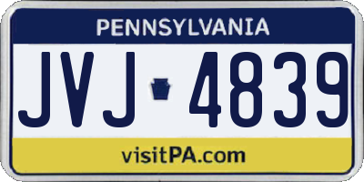 PA license plate JVJ4839