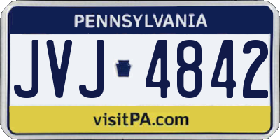 PA license plate JVJ4842