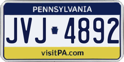 PA license plate JVJ4892