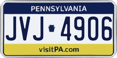 PA license plate JVJ4906