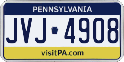 PA license plate JVJ4908