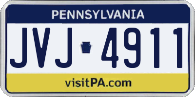 PA license plate JVJ4911
