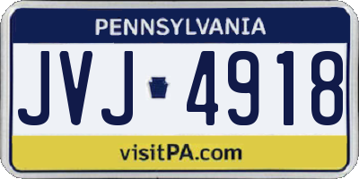 PA license plate JVJ4918