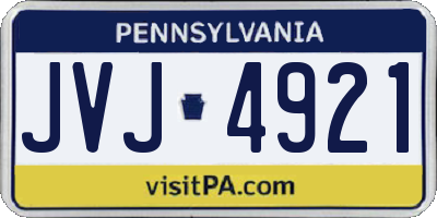 PA license plate JVJ4921