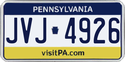 PA license plate JVJ4926