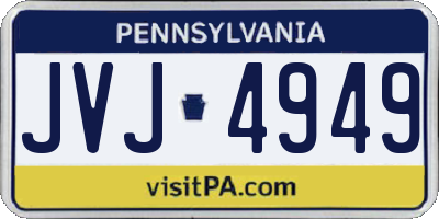 PA license plate JVJ4949