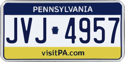 PA license plate JVJ4957