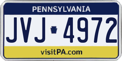 PA license plate JVJ4972