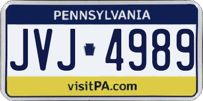 PA license plate JVJ4989