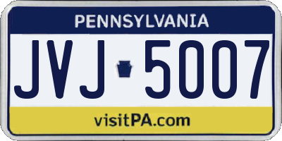 PA license plate JVJ5007