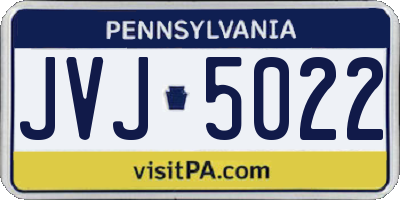 PA license plate JVJ5022