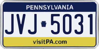 PA license plate JVJ5031