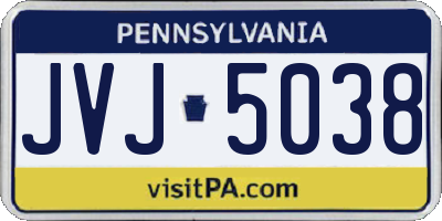 PA license plate JVJ5038