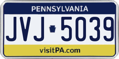 PA license plate JVJ5039