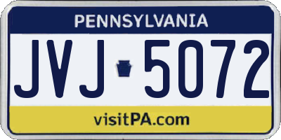 PA license plate JVJ5072