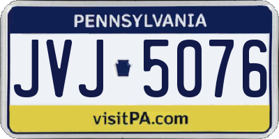PA license plate JVJ5076