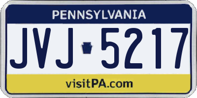 PA license plate JVJ5217