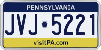 PA license plate JVJ5221
