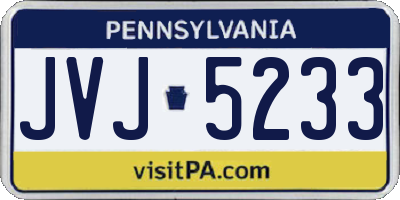 PA license plate JVJ5233