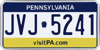 PA license plate JVJ5241