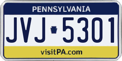 PA license plate JVJ5301
