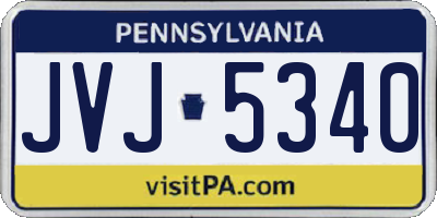 PA license plate JVJ5340