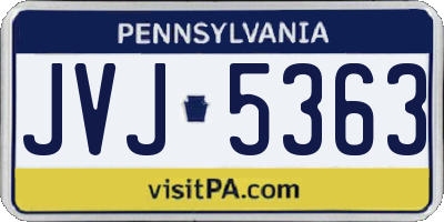 PA license plate JVJ5363