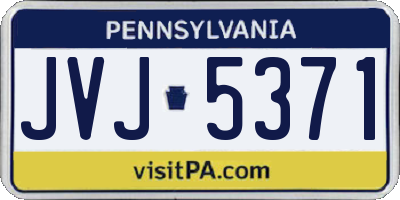 PA license plate JVJ5371