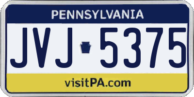 PA license plate JVJ5375