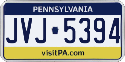 PA license plate JVJ5394