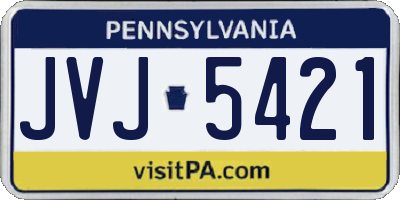 PA license plate JVJ5421