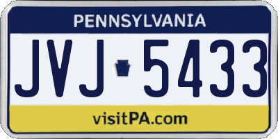 PA license plate JVJ5433