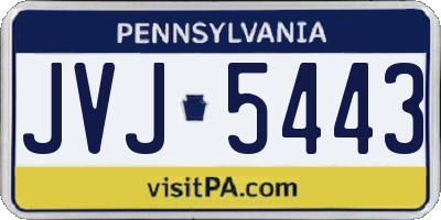 PA license plate JVJ5443